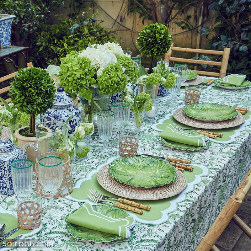 چیدمان میز سالن عقد 1402 به سبک اروپایی ها (در فضای باز و پوشیده)