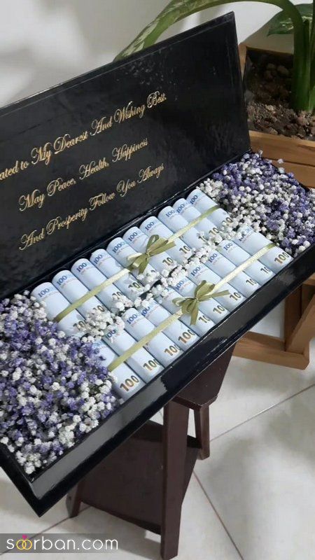 33 تزیین پول برای کادو تولد 2023 جدید؛ ساده و شیک [با بادکنک داخل باکس]