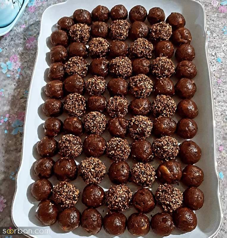 35 تزیین خرما با گردو 2023 جدید؛ برای مراسم ختم و عزاداری [شکلاتی] 