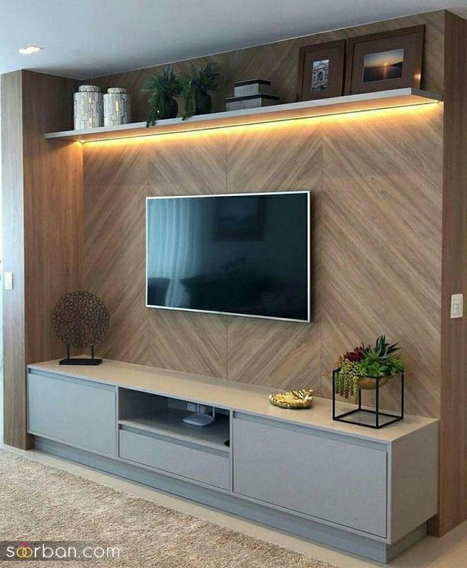 تزیین دیوار پشت تلویزیون با وسایل ساده؛ با خلاقیت های جالب [ ام دی اف کاغذ دیواری کچ آینه...] 