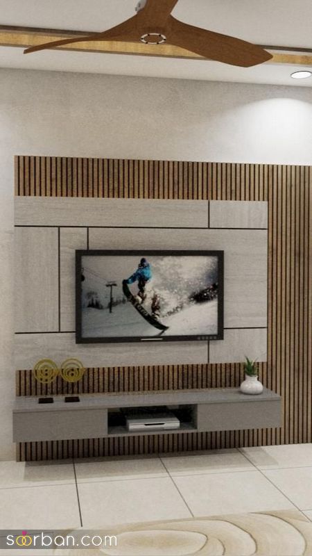 تزیین دیوار پشت تلویزیون با وسایل ساده؛ با خلاقیت های جالب [ ام دی اف کاغذ دیواری کچ آینه...] 