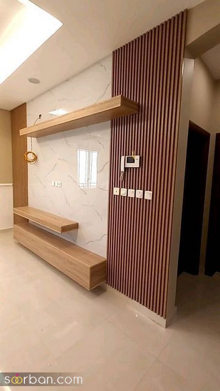 تزیین دیوار پشت تلویزیون با وسایل ساده؛ با خلاقیت های جالب [ ام دی اف کاغذ دیواری کچ آینه...] 