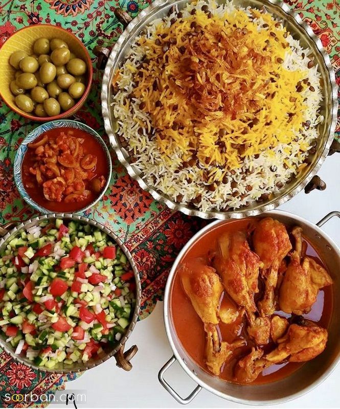 تزیین عدس پلو جدید؛ همراه با گوشت چرخ شده و زرشک و زعفران [مجلسی] 