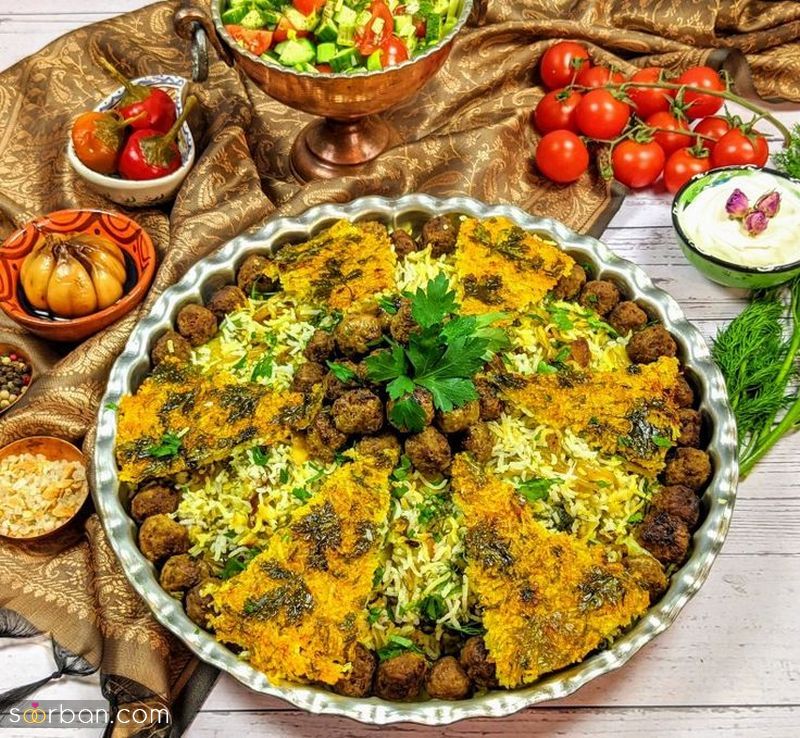 تزیین عدس پلو جدید؛ همراه با گوشت چرخ شده و زرشک و زعفران [مجلسی] 