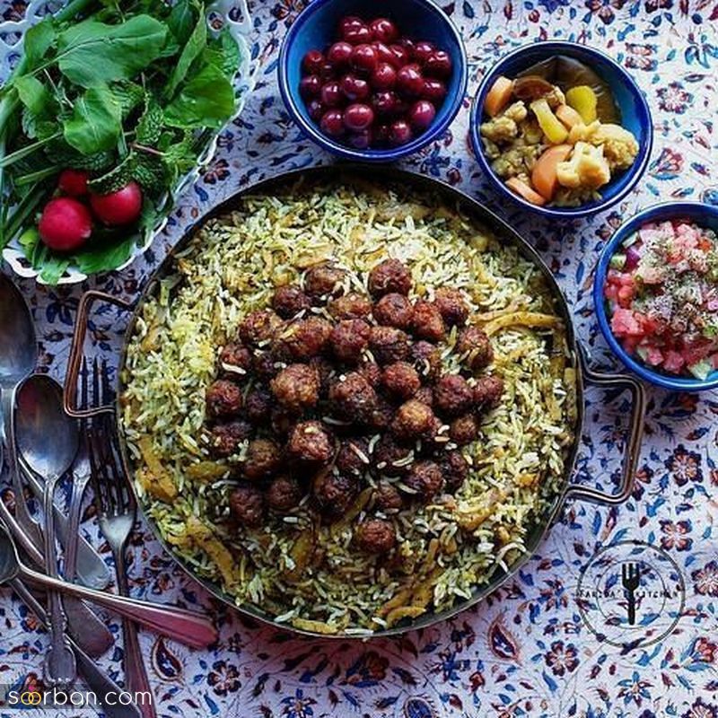 تزیین عدس پلو جدید؛ همراه با گوشت چرخ شده و زرشک و زعفران [مجلسی] 