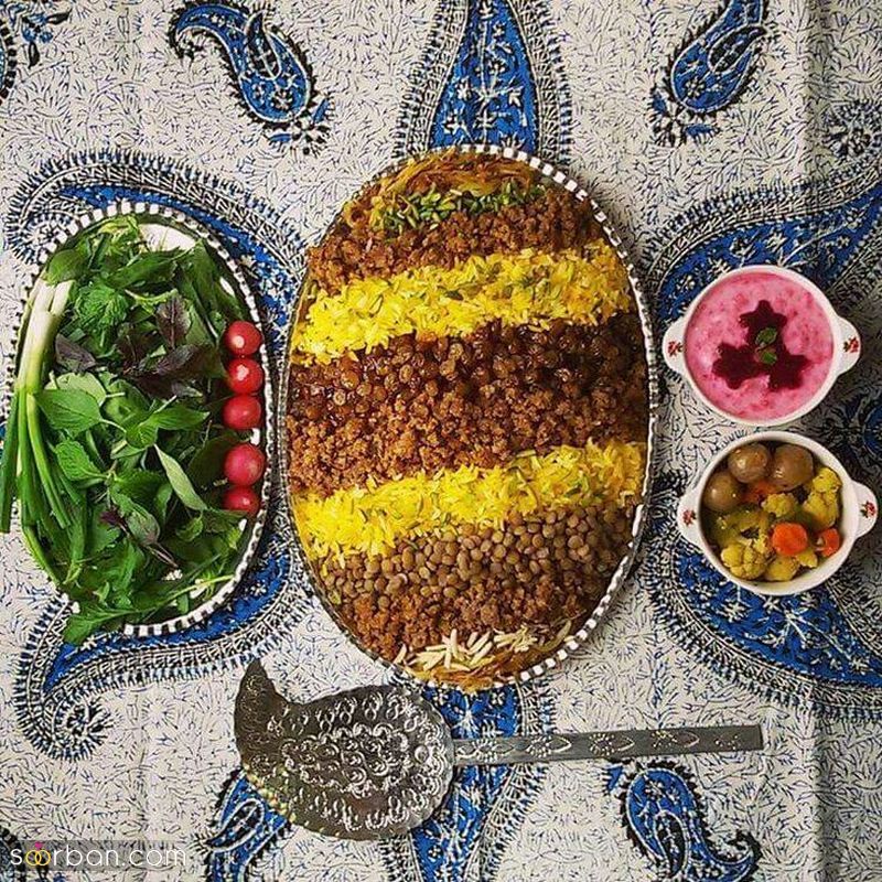 تزیین عدس پلو جدید؛ همراه با گوشت چرخ شده و زرشک و زعفران [مجلسی] 