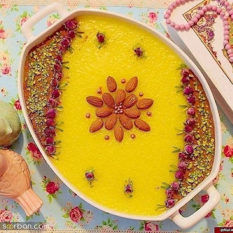 30 مدل تزیین شله زرد جدید؛ با دارچین و خلال بادام  [مجلسی و نذری] 