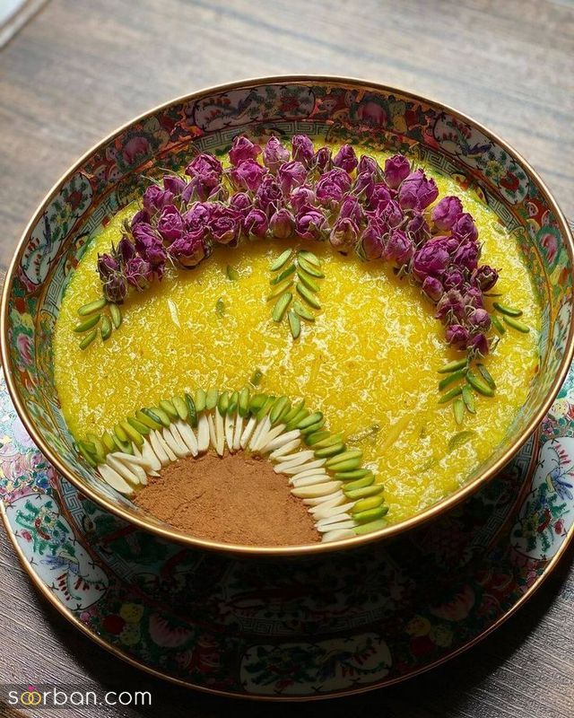 30 مدل تزیین شله زرد جدید؛ با دارچین و خلال بادام  [مجلسی و نذری] 