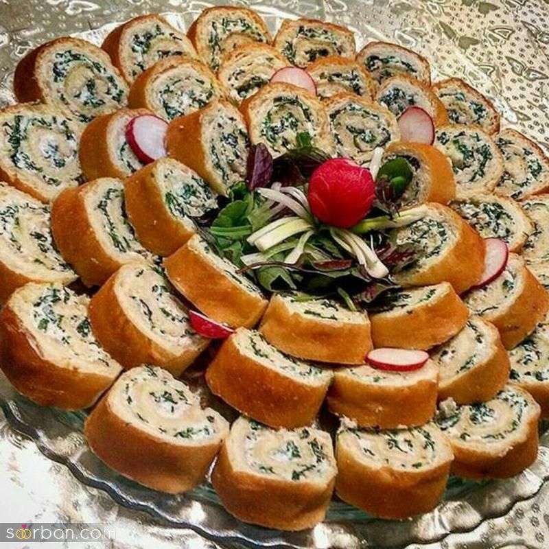 تزیین نون پنیر سبزی سفره عقد جدید و زیبا؛ همراه با سبزی [لقمه ای و شکلی] 