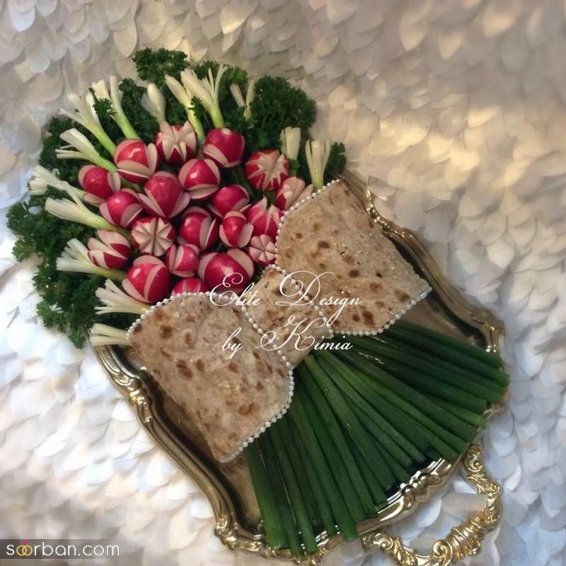 تزیین نون پنیر سبزی سفره عقد جدید و زیبا؛ همراه با سبزی [لقمه ای و شکلی] 