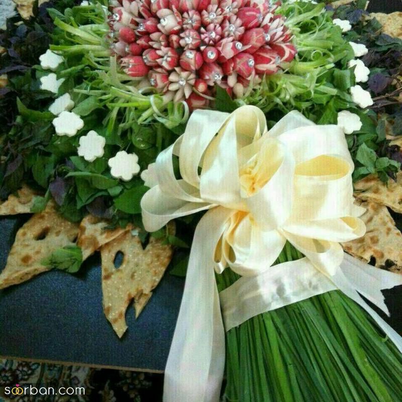 تزیین نون پنیر سبزی سفره عقد جدید و زیبا؛ همراه با سبزی [لقمه ای و شکلی] 
