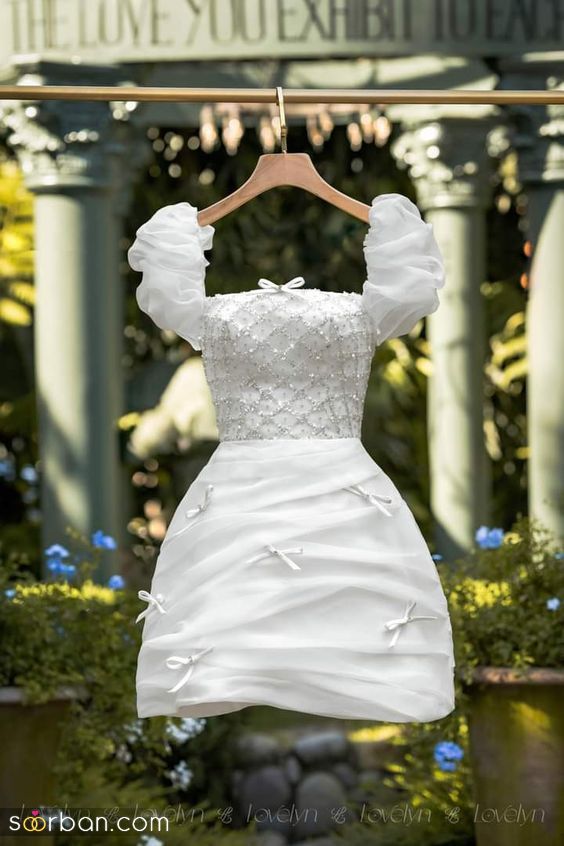 لباس عروس کوتاه برای عکاسی فرمالیته و مجالس خودمانی | 31 مدل لباس عروس با دامن کوتاه 