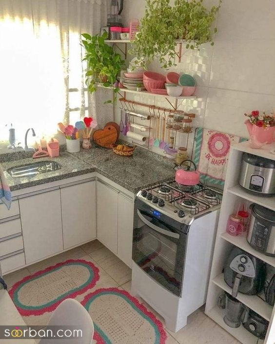 دکوراسیون آشپزخانه کوچک | 35 ایده چیدمان آشپزخانه کوچک عروس