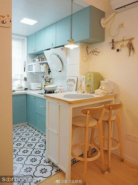 دکوراسیون آشپزخانه کوچک | 35 ایده چیدمان آشپزخانه کوچک عروس