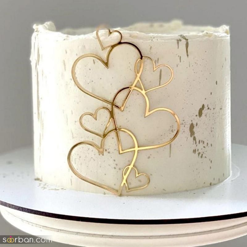 مدل کیک بله برون 2023 با تزیینات قلب, حلقه, حروف اسم, گل طبیعی... واسه لحظه های شادتون