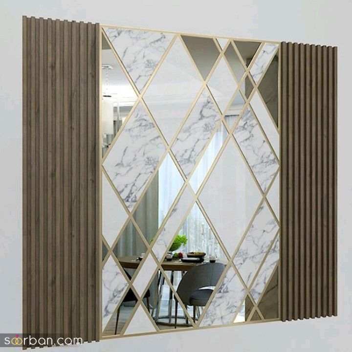 تزیین دیوار با آینه دکوراتیو | 42 ایده استفاده از آینه در دکوراسیون داخلی