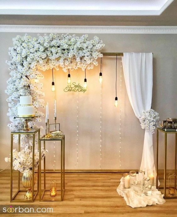40 ایده تزئین جایگاه عروس و داماد | جدیدترین جایگاه عروس داماد در منزل و فضای باز