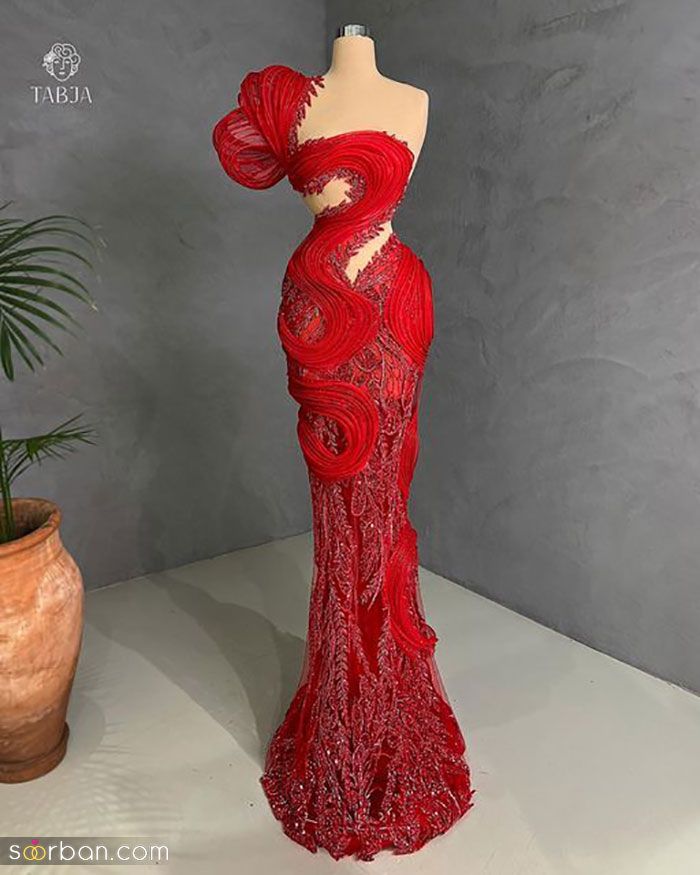لباس یلدایی عروس 2023; برای مزونی دوز ها در طرح های متنوع قرمز رنگ