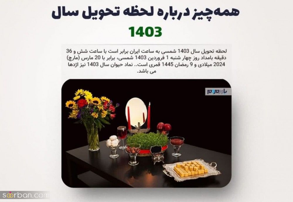 همه چیز درباره لحظه تحویل سال 1403 | رنگ ، حیوان و نماد سال 1403 را بدانید!