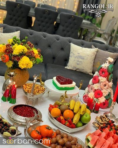 عکس سفره شب یلدا ساده 1403 | تزئین میز شب یلدا سنتی - مدرن و روی کرسی