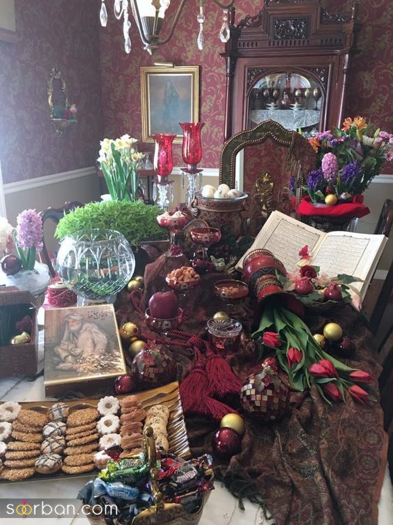 عکس سفره شب یلدا ساده 1403 | تزئین میز شب یلدا سنتی - مدرن و روی کرسی