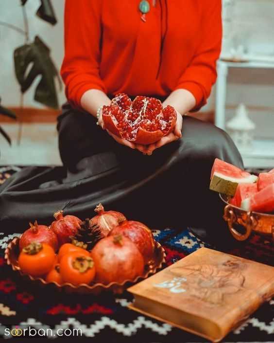 ژست عکاسی شب یلدا 1403 | ایده عکس گرفتن شب یلدا دخترانه - عروس - دونفره