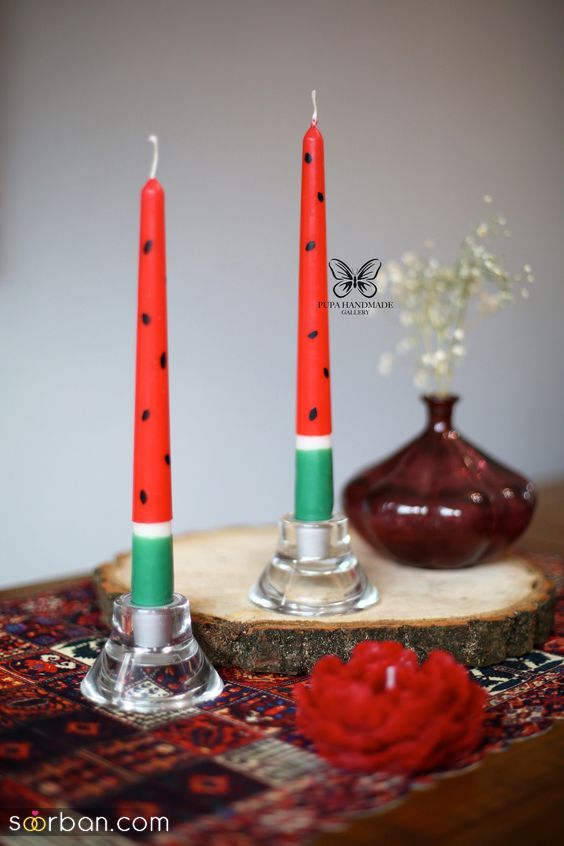 مدل شمع شب یلدا 1403 | جدیدترین مدل شمع انار و هندوانه برای شب یلدا که غوغا کردن!