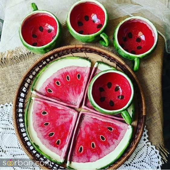 ظرف و ظروف شب یلدا 1403 | ظروف شب یلدا سفالی و چینی | جدیدترین ظروف سفالی شب یلدا