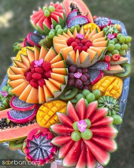 خفن ترین ایده میوه آرایی شب یلدا 1403 | تزئین میوه های شب یلدا - چیدمان میوه برای شب یلدا
