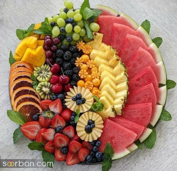 خفن ترین ایده میوه آرایی شب یلدا 1403 | تزئین میوه های شب یلدا - چیدمان میوه برای شب یلدا