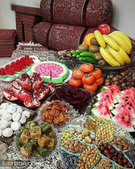 خفن ترین ایده میوه آرایی شب یلدا 1402 | تزئین میوه های شب یلدا - چیدمان میوه برای شب یلدا