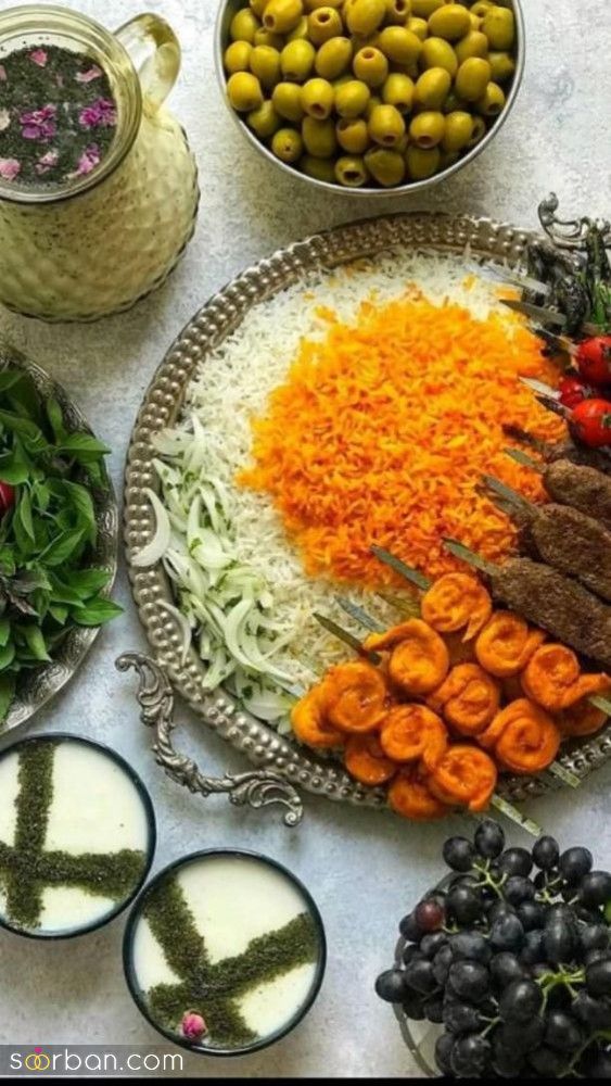 ایده تزئین میز شام 1403 | میز شام برای مهمانی و خودمانی - تزئین غذای مهمونی ایرانی