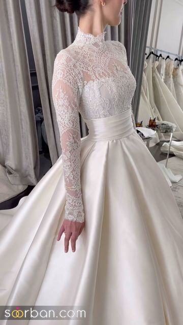 لباس عروس ساتن ساده جدید 2024 | جدیدترین مدل لباس عروس ساتن آمریکایی