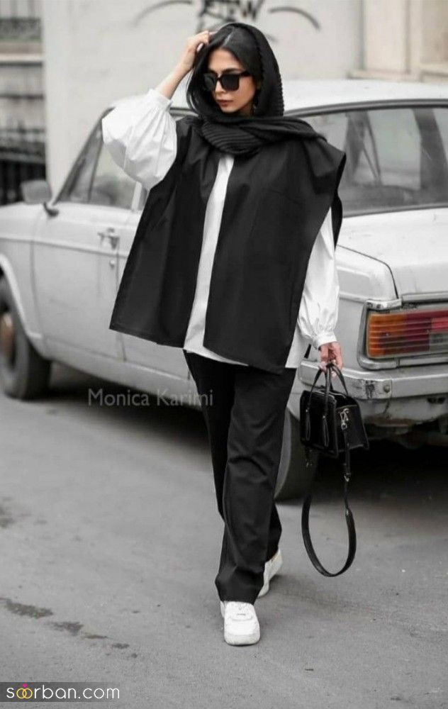 جدیدترین مدل مانتو مشکی 1403 عید امسال | ایده های ست کردن مانتو مشکی