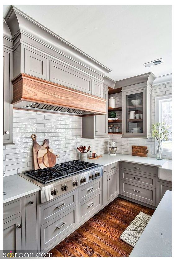 مدل کابینت آشپزخانه 1403 | کابینت با رنگ های تیره و روشن مناسب فضاهای بزرگ و کوچیک
