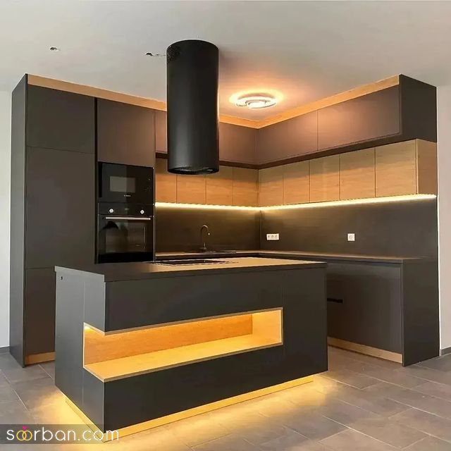 مدل کابینت آشپزخانه 1403 | کابینت با رنگ های تیره و روشن مناسب فضاهای بزرگ و کوچیک