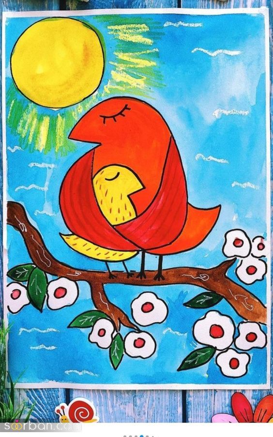 نقاشی بهار | نقاشی بهار برای مدرسه با 35 ایده ناب که خیلی راحت و قشنگن!