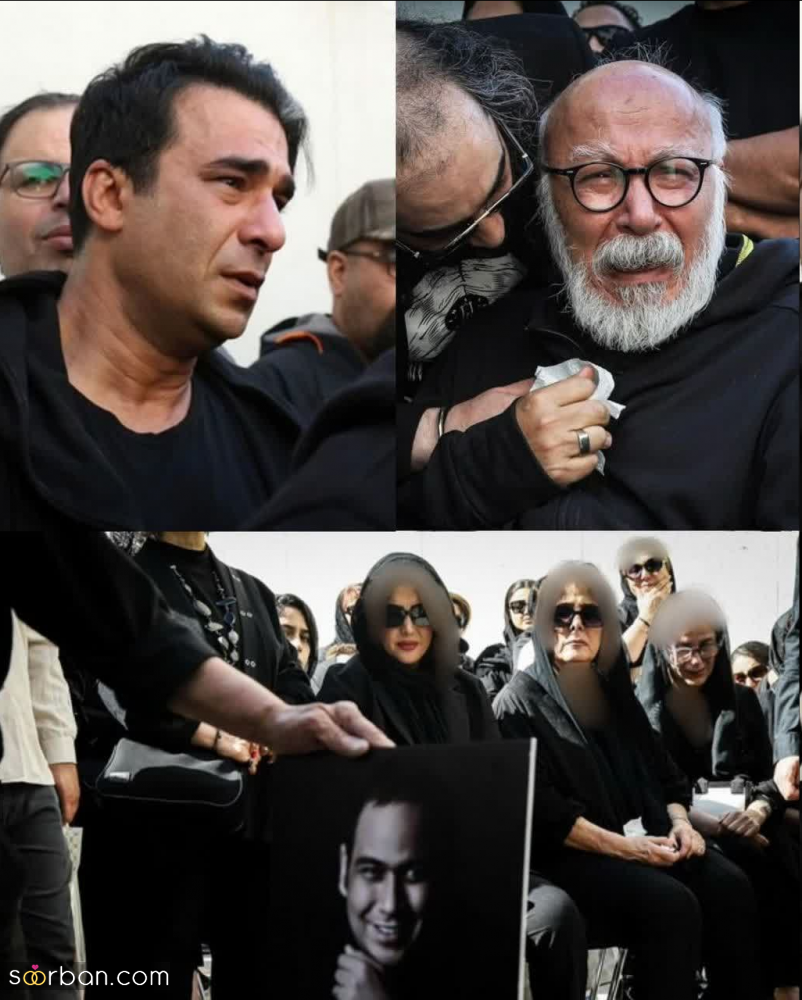 تصاویر تلخ حضور هنرمندان در تدفین رضا داوودنژاد ؛ از اشک های بی‌امان یوسف تیموری تا بیقراری همسرش!