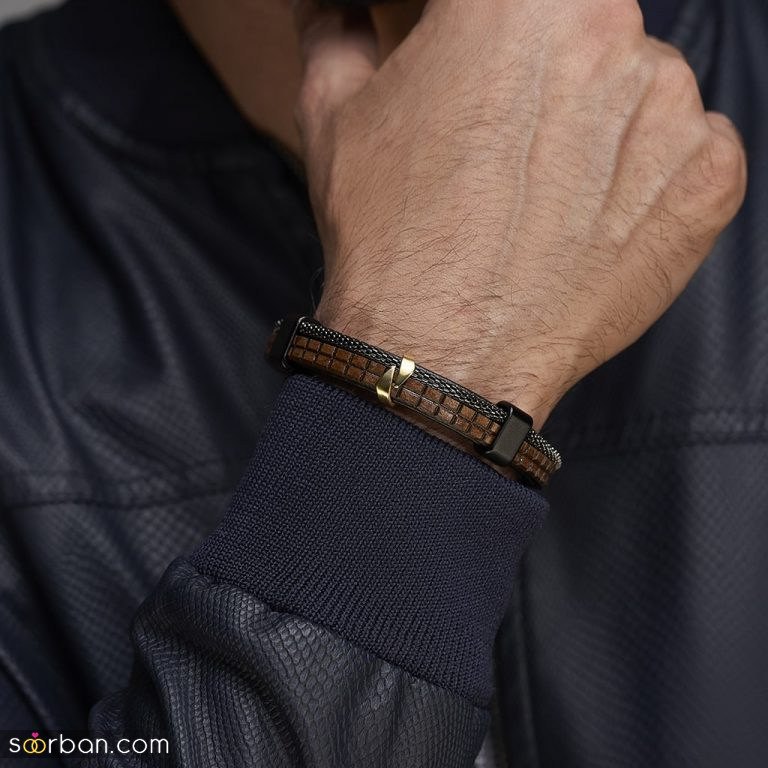 انواع دستبند چرم طلا مردانه