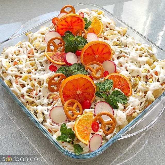 30 مدل تزیین سالاد ماکارونی با ایده هایی جدید و خلاقانه برای مهمانی های خاص شما