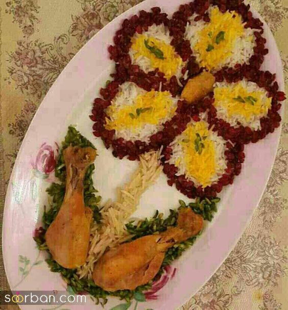 تزیین زرشک پلو با مرغ | تزیین زرشک پلو با مرغ 1403 برای مهمانی های رسمی و خودمونی و پاگشای عروس!