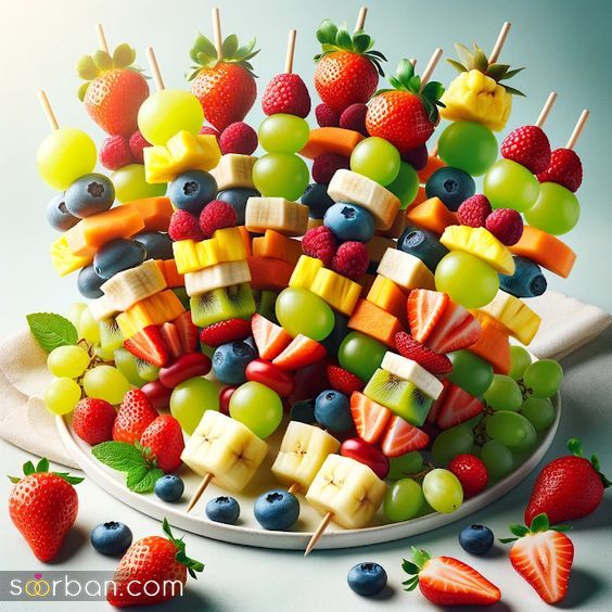 40 ایده تزیین میوه با سیخ چوبی با مدل های خلاقانه برای مهمانی تولد و مدرسه با دیزاینی لاکچری