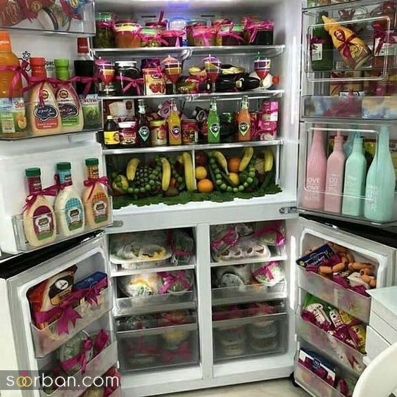 34 ایده تزیین یخچال عروس ساده و شیک جدید 2024 با مدل های خفن و لاکچری