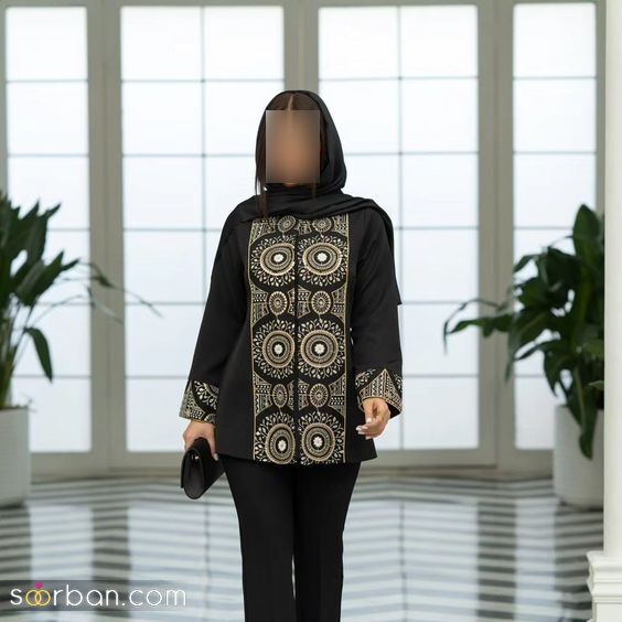 مدل مانتو مشکی جدید 1403 محرم و مجالس برای خانم های حساس به استایل و مانتو