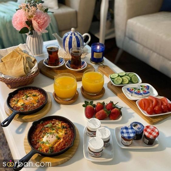 40 مدل تزیین صبحانه / برای داشتن یک صبحانه دو نفره عاشقانه خوشمزه 