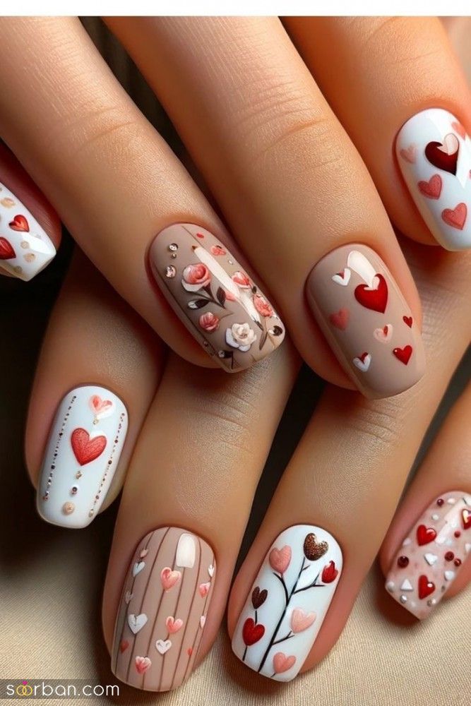 ژلیش ناخن طرح قلب ترند ۲۰۲۵ / ناخن قلب قلبی دخترانه فانتزی که عاشقشون میشی!❤️