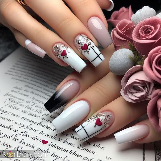 ژلیش ناخن طرح قلب ترند ۲۰۲۵ / ناخن قلب قلبی دخترانه فانتزی که عاشقشون میشی!❤️