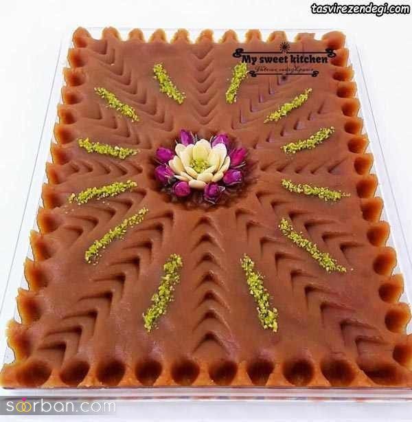 تزیین حلوا با گل محمدی؛ 30 ایده شیک و مجلسی تزیین حلوا برای سفره افطار در ماه رمضان