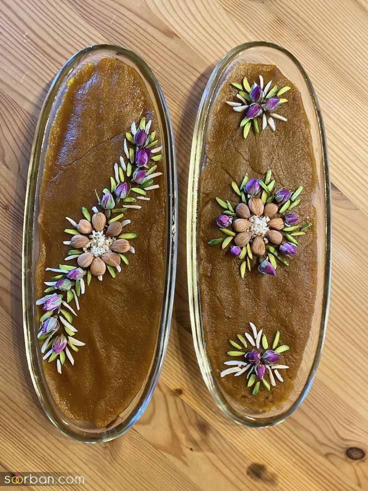 تزیین حلوا با گل محمدی؛ 30 ایده شیک و مجلسی تزیین حلوا برای سفره افطار در ماه رمضان