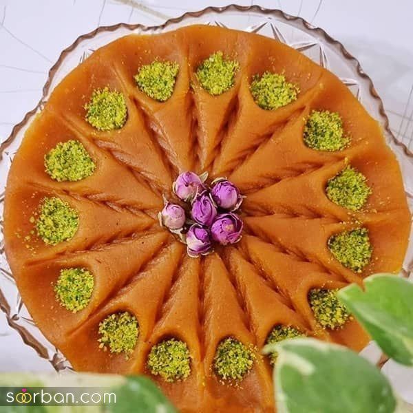 تزیین حلوا با گل محمدی؛ 30 ایده شیک و مجلسی تزیین حلوا برای سفره افطار در ماه رمضان
